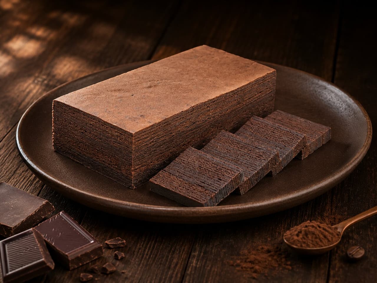 Lapis Cokelat dengan warna cokelat premium yang kaya