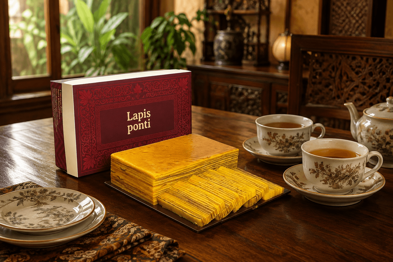 Kue lapis legit Pontianak dalam kemasan gift box premium siap kirim via kargo udara ke Palembang dan Bandar Lampung