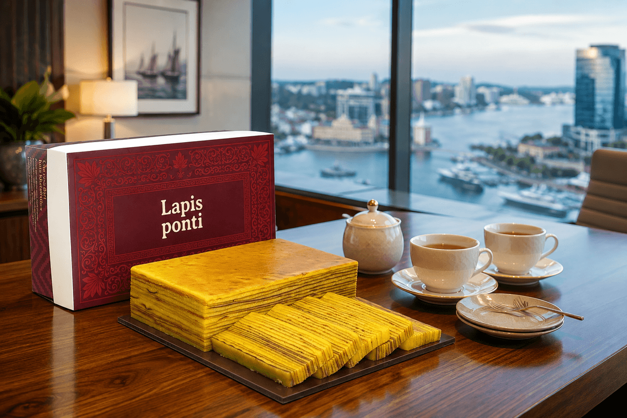 Lapis legit original Pontianak dan kotak hantaran premium untuk pengiriman ke Pekanbaru dan Batam