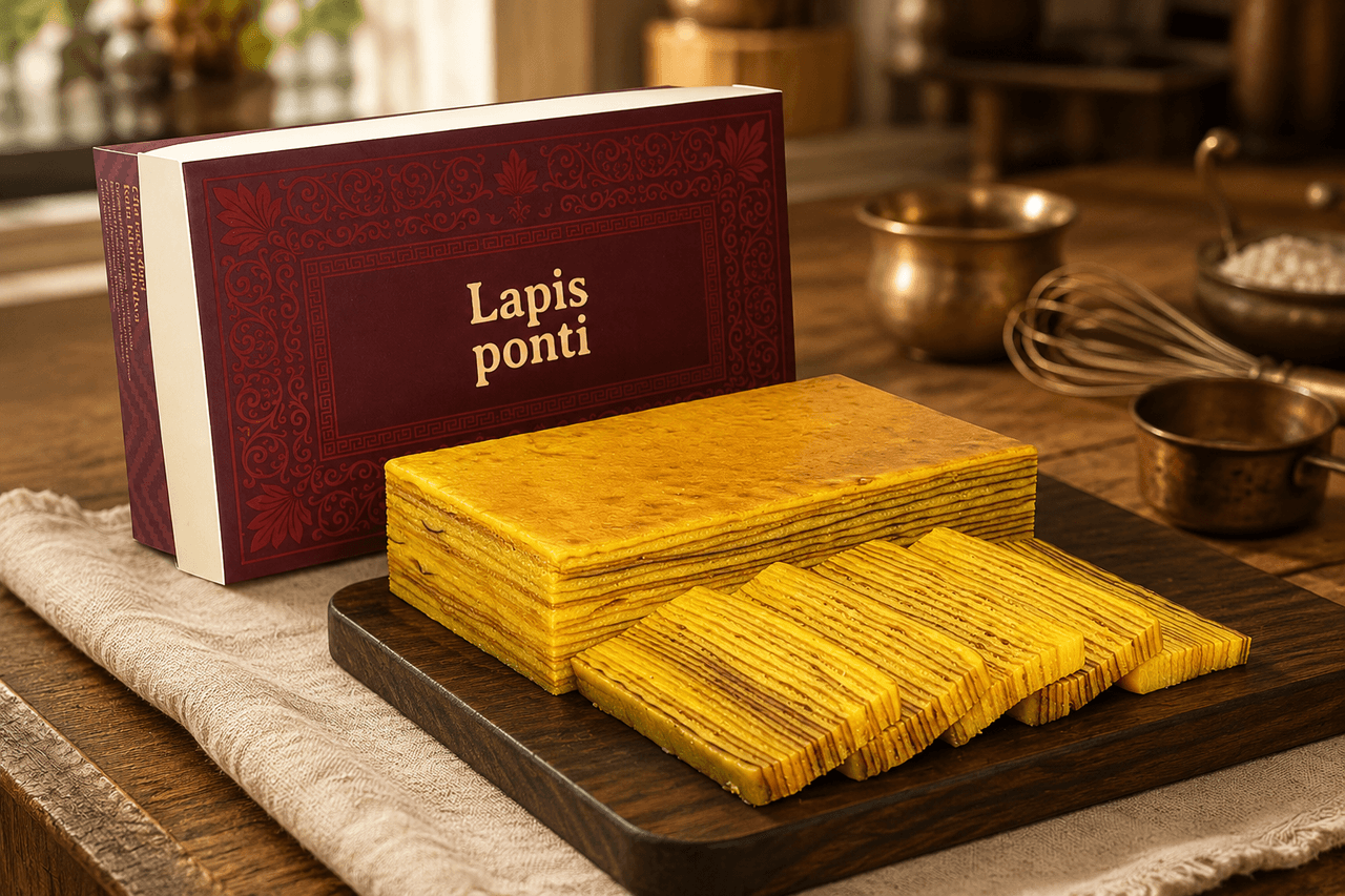 Detail susunan presisi kue seribu lapis Pontianak