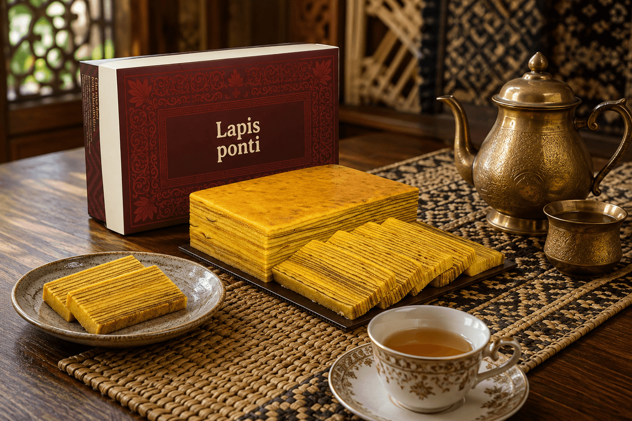 Potongan Kue Lapis Bermotif Anyaman Tradisional Pontianak