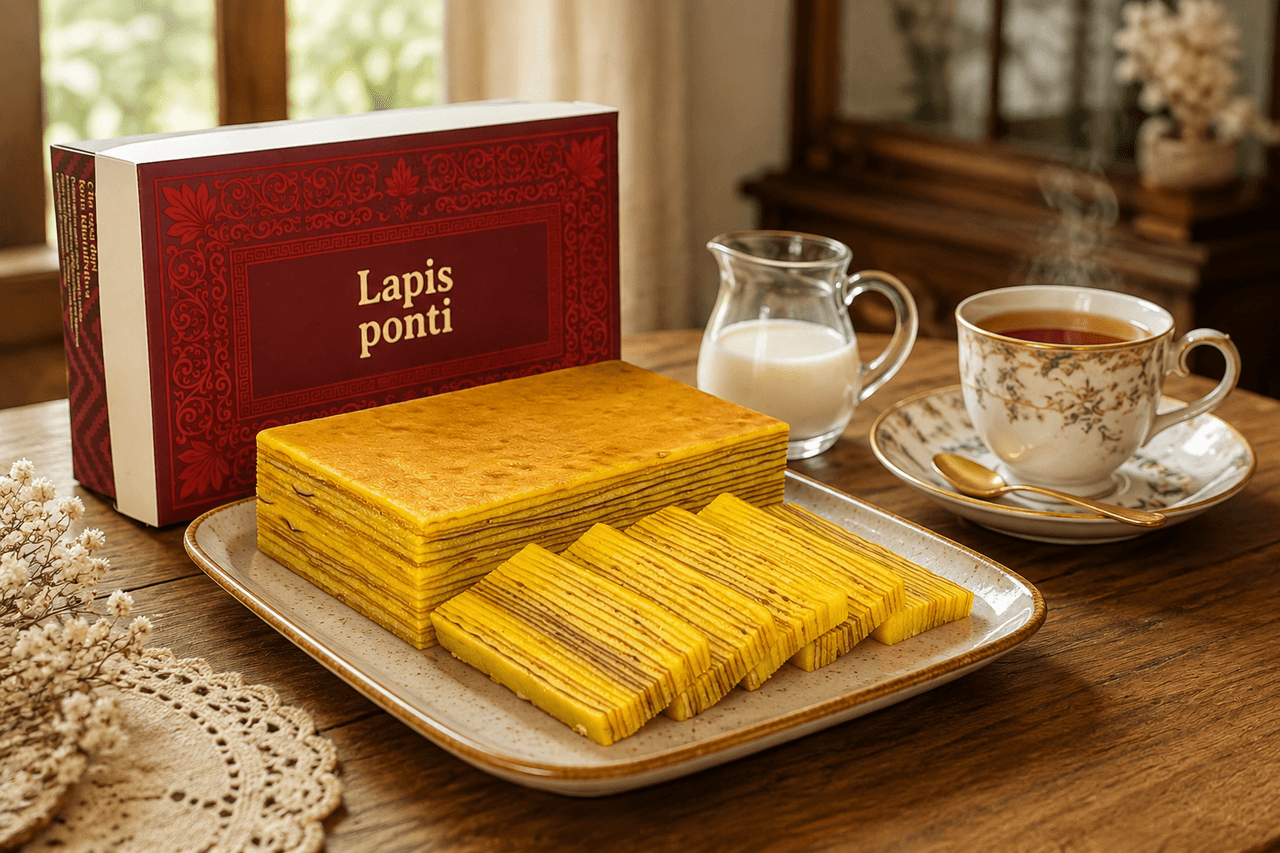 Potongan kue lapis susu dan lapis legit khas Pontianak tersaji elegan