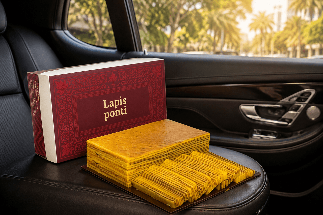 Tips menyimpan oleh-oleh lapis legit di dalam mobil saat keliling Pontianak