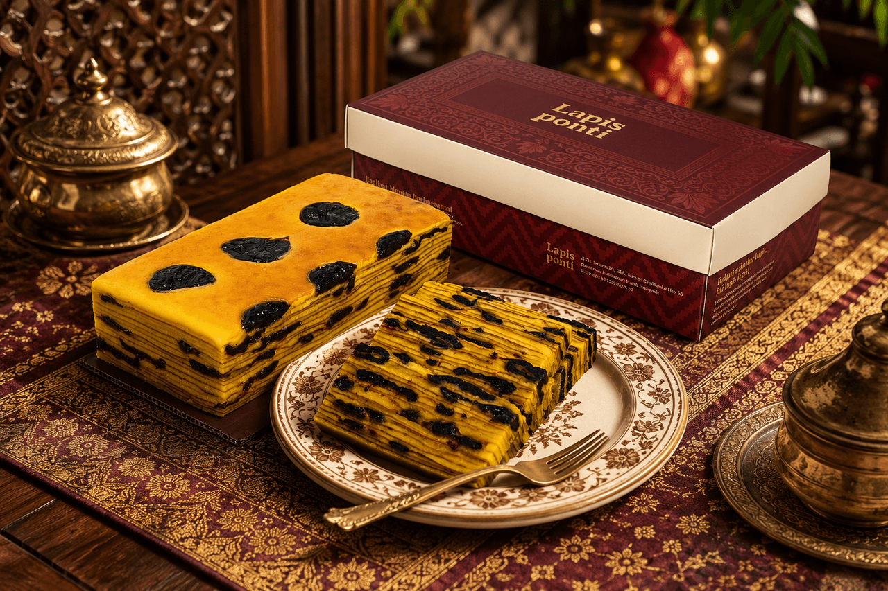 Kue lapis legit prunes LapisPonti tersaji sebagai hantaran silaturahmi hari raya masyarakat Pontianak